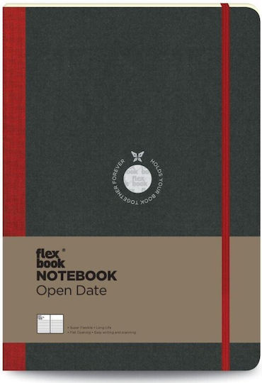The Writing Fields FlexBook Carnet Cu dungi cu Elastic Roșu