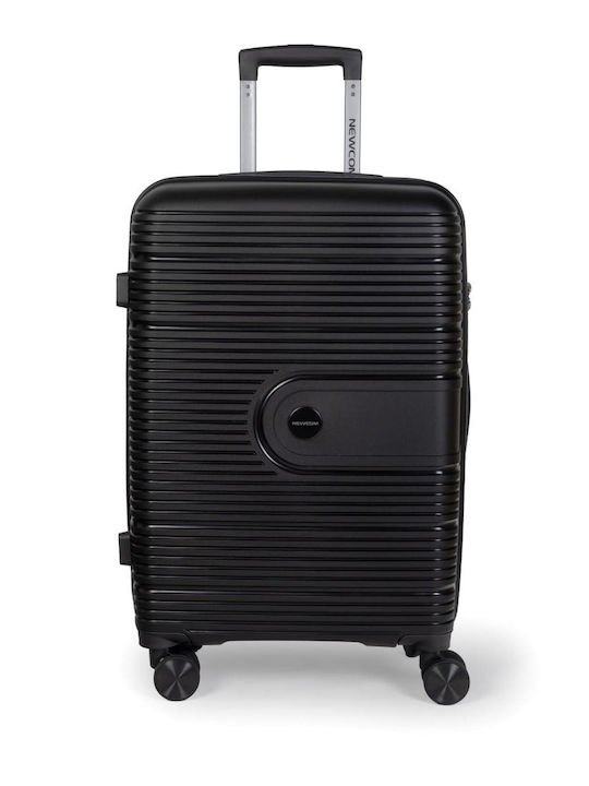 Newcom Mittlerer Hartschalen-Reisekoffer Schwarz mit 4 Rädern Höhe 64cm