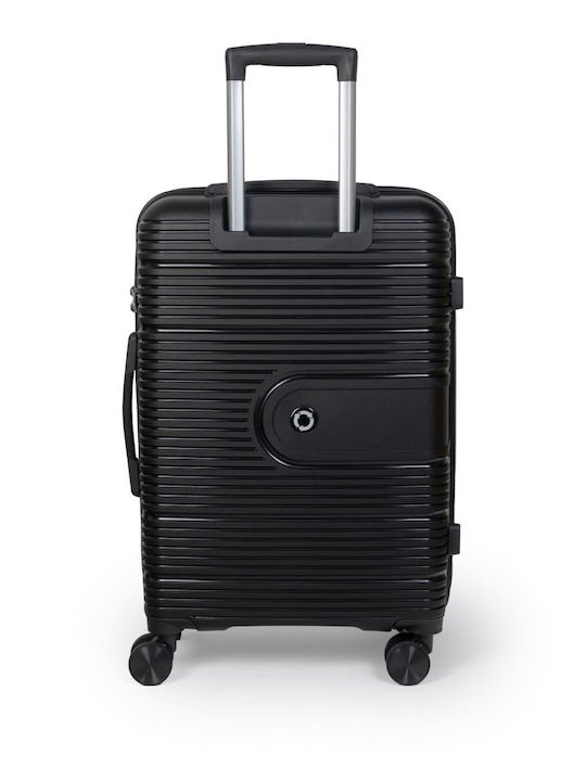 Newcom Mittlerer Hartschalen-Reisekoffer Schwarz mit 4 Rädern Höhe 64cm