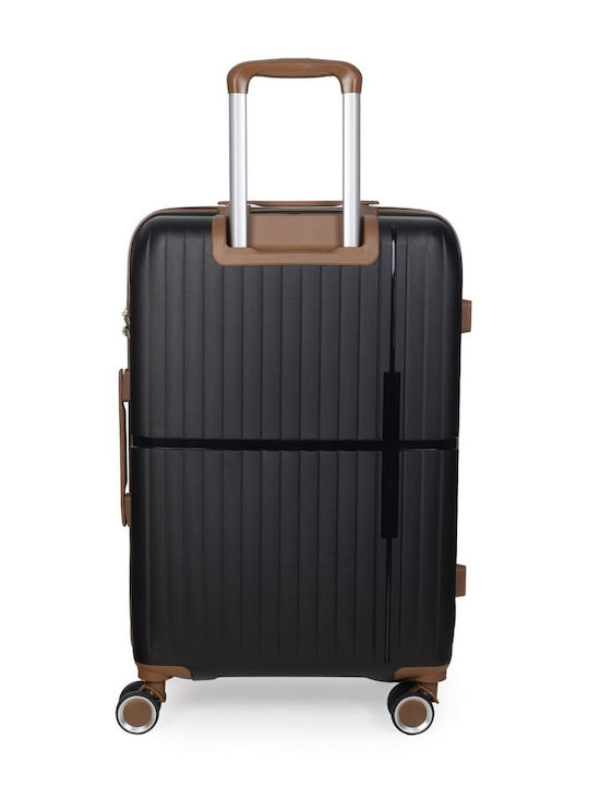 Newcom Cabin Hard Black Suitcase With 4 Wheels Height 56cm