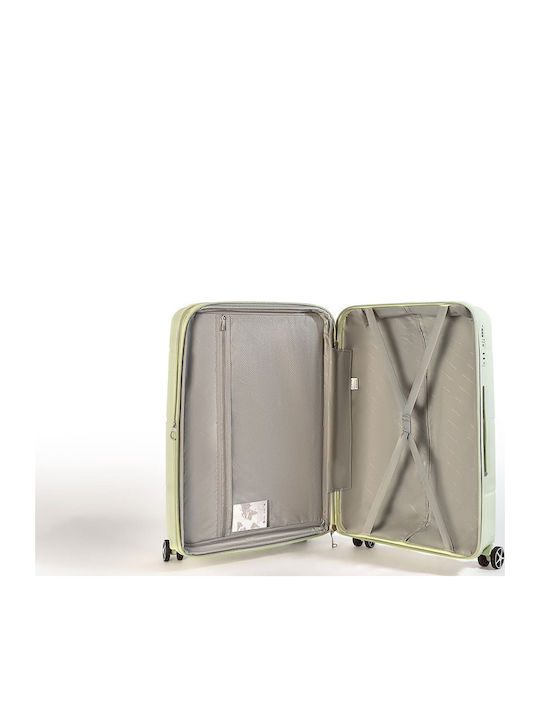 Newcom Medium Travel Suitcase Hard Green with 4 Wheels Height 66cm N1595/60