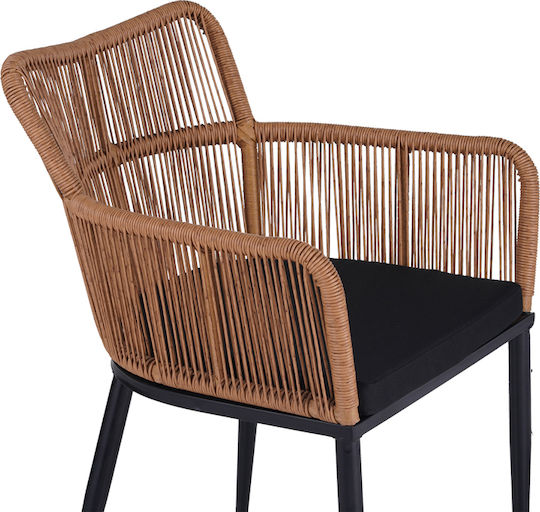 Outdoor Armchair Rattan Naoki Natural Shade with Cushion 59x62.5x78cm