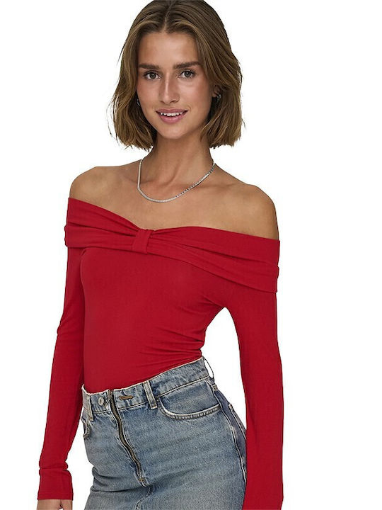 Fayola Women's Blouse Off-Shoulder Long Sleeve Red
