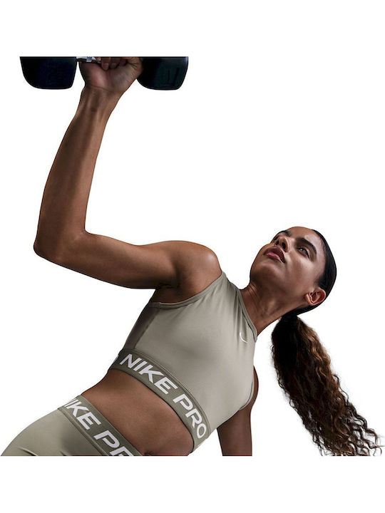 Pro Women's Sports Crop Sleeveless Top Dri-Fit Khaki