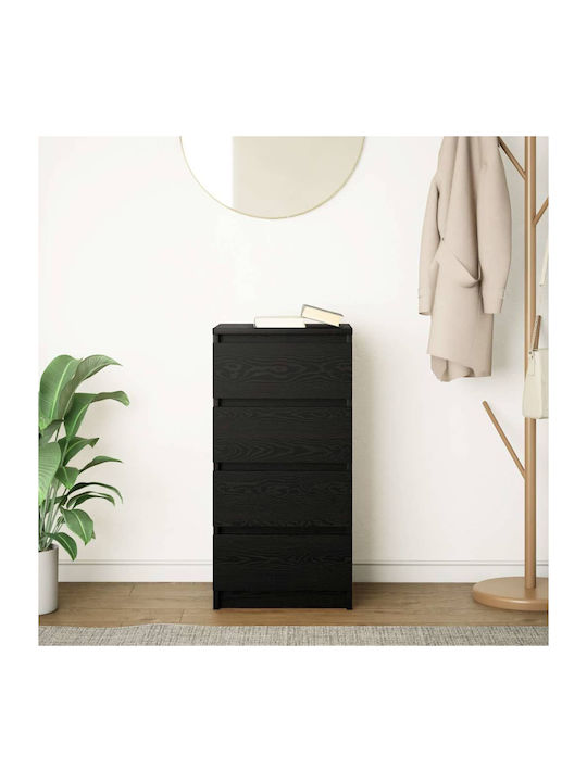 Office Storage Chipboard Drawer Black Velvet-Black Metal L37.5xW35xH76cm
