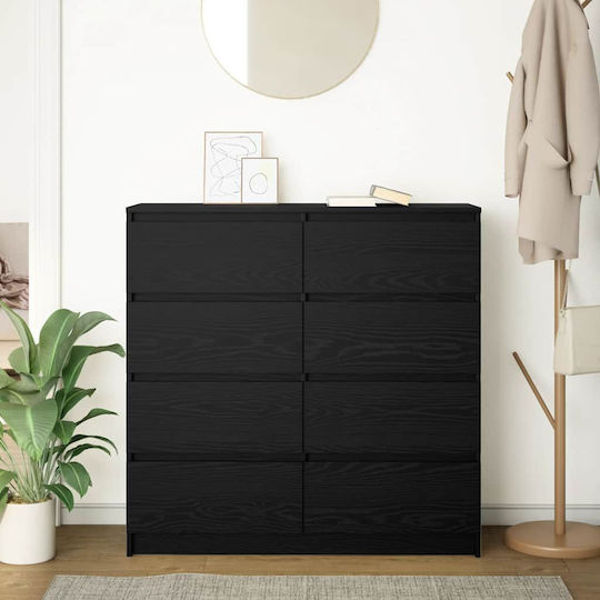 Office Storage Chipboard Drawer Black Velvet-Black Metal L100xW35xH99cm