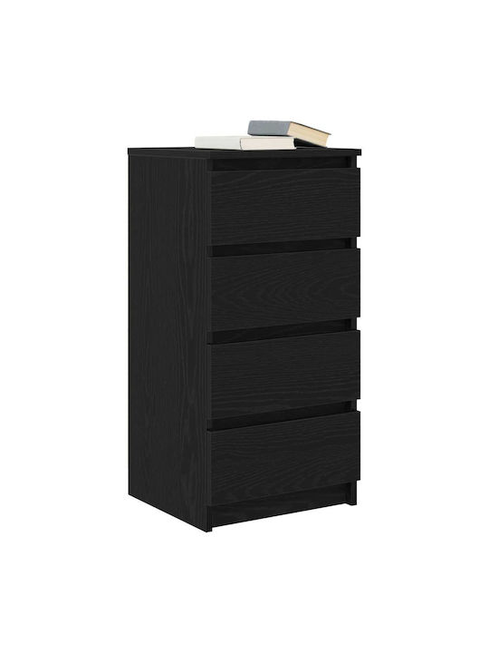 Office Storage Chipboard Drawer Black Velvet-Black Metal L37.5xW35xH76cm