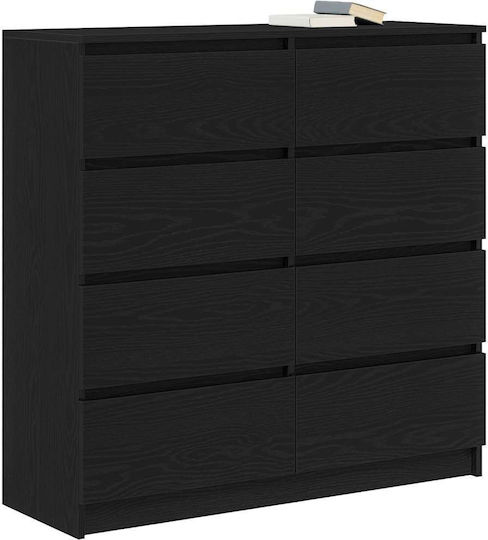 Office Storage Chipboard Drawer Black Velvet-Black Metal L100xW35xH99cm
