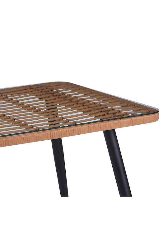 Masa Masa de lounge pentru spații exterioare Rattan cu suprafață din sticlă Naoki Natural 140x80x78buc