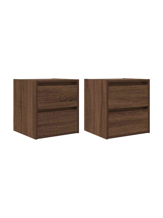 Vidaxl Wall-Mounted Bedside Tables 2 Pieces Brown Oak 38x34x40cm Brown