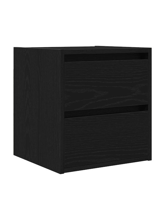 Vidaxl Wall-Mounted Bedside Table Black Oak 38x34x40cm 1 Piece Black