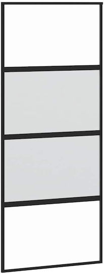 Sliding Door Hardware Set Black 90x205 Cm Tempered Glass Black 90 X 205 Cm Rail 183 Cm