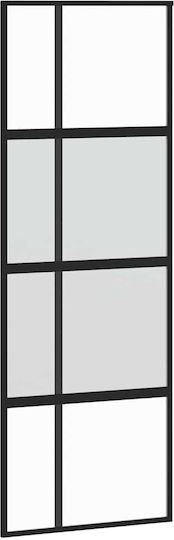 Schiebetürbeschlag-Set Schwarz 76x205 cm Gehärtetes Glas Schwarz 76 x 205 cm Schiene 183 cm