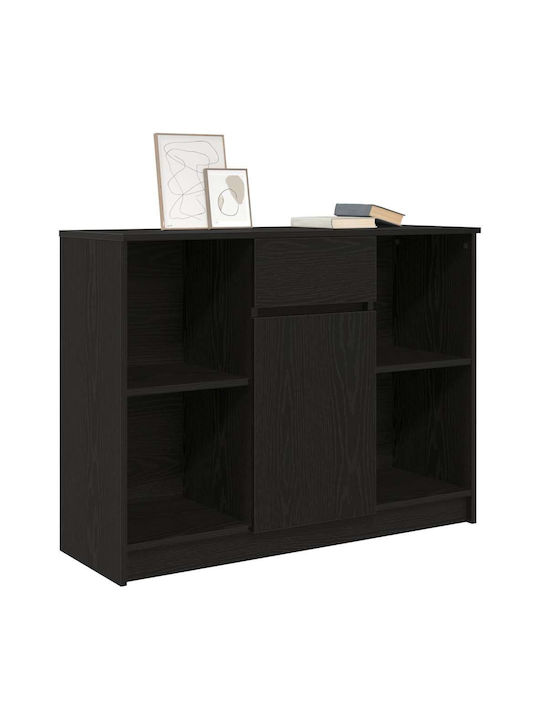 Sideboard Wooden with Drawers Black Oak, Black 101x35x76cm