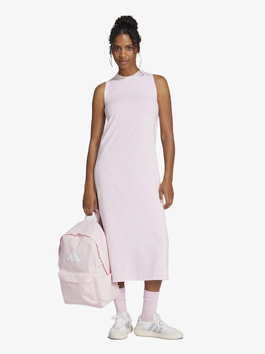 Essentials 3-Stripes Summer Midi Athletic Sleeveless Pink Dress