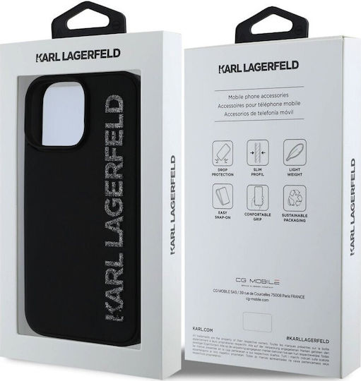 Karl Lagerfeld 3d Rubber Elongated Glitter Back Cover Negru (iPhone 16 Pro)