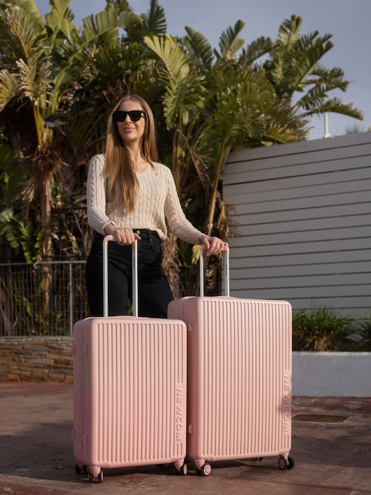Newcom Reise Koffer Hart Rosa Maximale Höhe 79cm mit 4 Räder Set 2 Stück