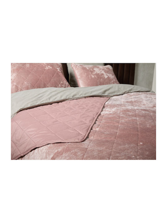 Luxuriöses Samt-Quilt-Set 2 Kissenbezüge 240 x 220 cm Rosa 8720604888485 Sleepmed