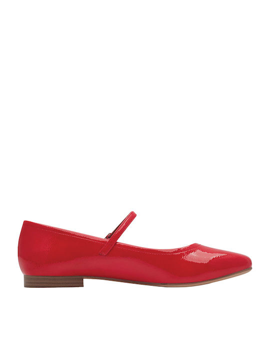 Damen Ballerinas Spitz zulaufend Rote