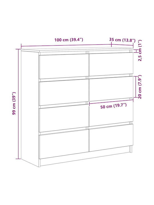 Ντουλάπι Γραφείου Ξύλινο Γκρι 100x35x99cm