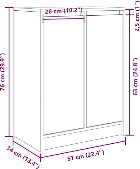 Дървен Офисен Шкаф Черен Дъб 57x34x76см