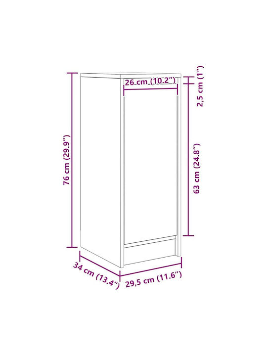 Office Storage Chipboard Cabinet Coffee L29.5xW34xH76cm