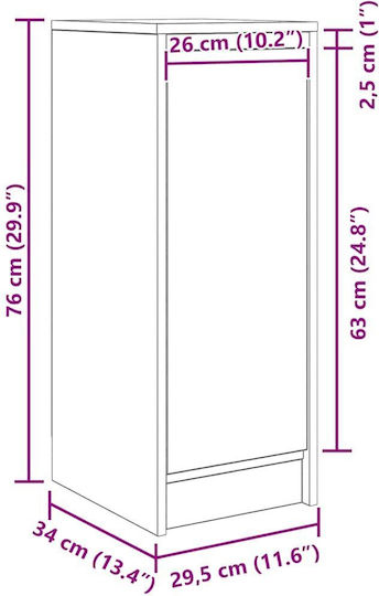 Дървен Офисен Шкаф Сив Сонома 29.5x34x76см