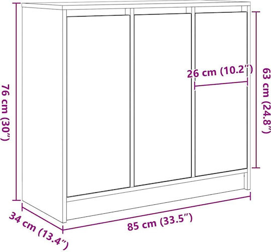 Büroaufbewahrungsschublade Holzgrau Sonoma 85x34x76cm