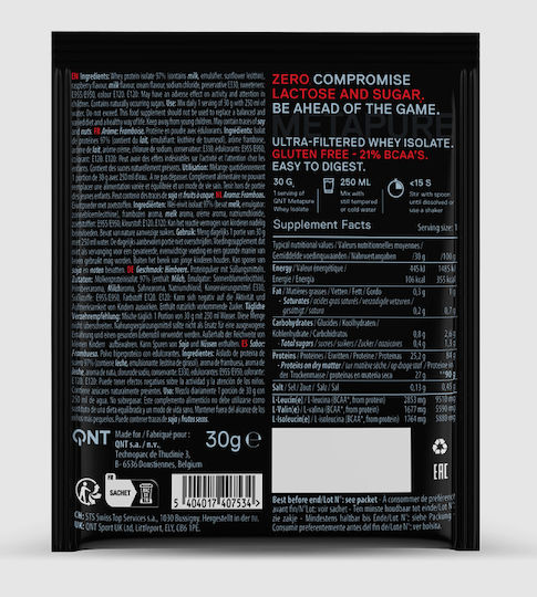 QNT Metapure Whey Protein Isolate Zero Πρωτεΐνη Ορού Γάλακτος με Γεύση Raspberry 30gr