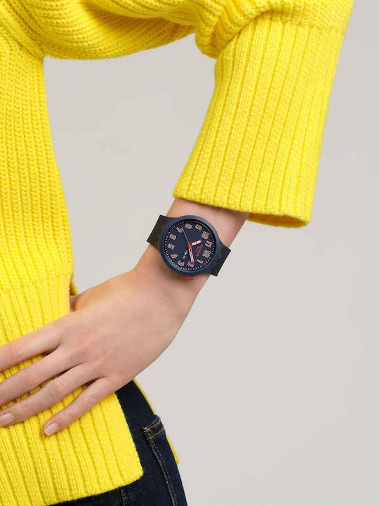 Swatch Swatch Damen Uhr mit Blau Kautschukarmband