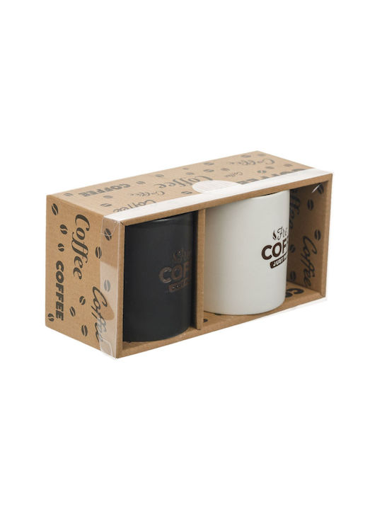 Set of Cups Coffee Ceramic Black 2pcs