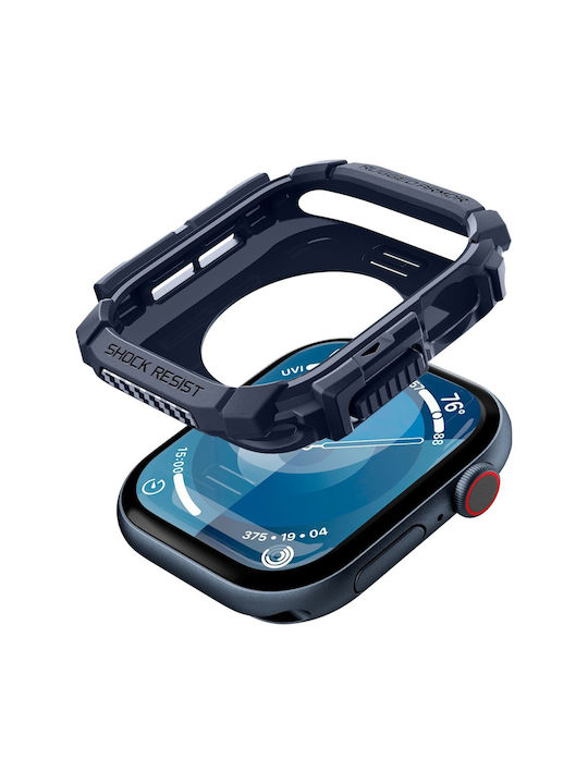 Spigen Rugged Armor Silikonhülle in Blau Farbe für Apple Watch 2024 46 mm