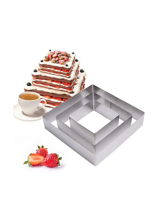 Formă de Patiserie pentru Chec Rotund din Oțel Inoxidabil 3buc