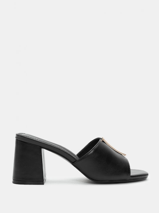 Luigi Heel Mules Black