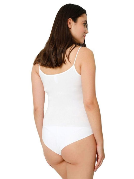 Damen Brasilianischer Träger Alltags-Viscose-Body Bellezza 15526 Weiß