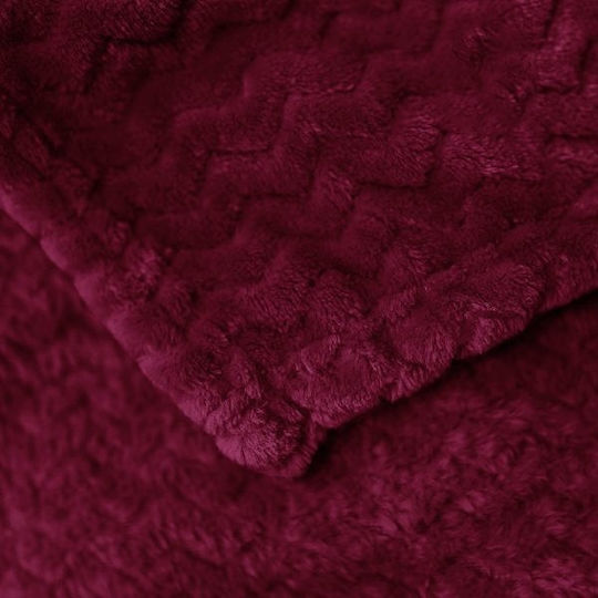 Fleece Blanket King Size 215×230 Velour Zic Zac Bordeaux Fleece Blanket King Size 215×230 Velour Zic Zac Bordeaux