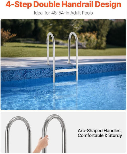 Vivatechnix Scară Piscină Din Oțel Inoxidabil 60x44.5x182.5cm Gri