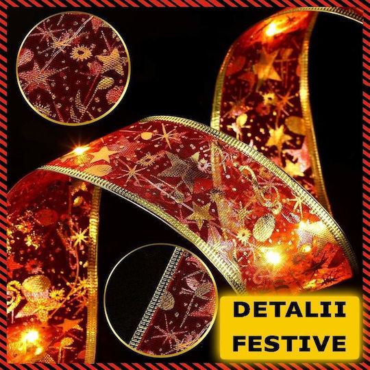 Lighted Christmas Ribbon Red 1pc