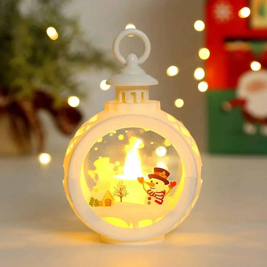 Christmas Glass White Lantern 13.5x9cm