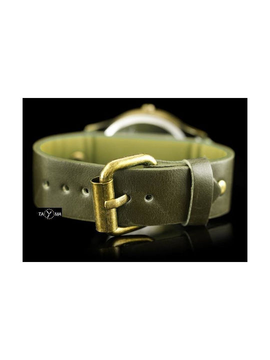 Damen Uhr mit Grün Lederarmband