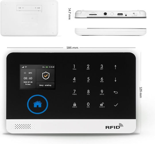 PGST PG-103-K Wireless Alarm System with 5 Motion Detectors , 12 Door Sensors , Siren , 4 Remotes , 4 Tags and Keyboard (Wi-Fi)