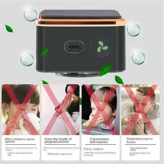 Solar Car Air Purifier USB Black Gold