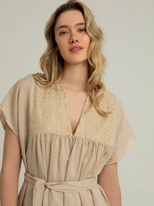 Greek Archaic Kori Dress All Day Beige