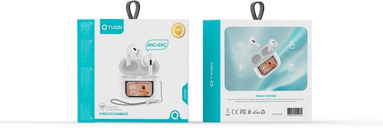 Tuqin QW20 In-ear Bluetooth Handsfree Ακουστικά με Αντοχή στον Ιδρώτα και Θήκη Φόρτισης Λευκά