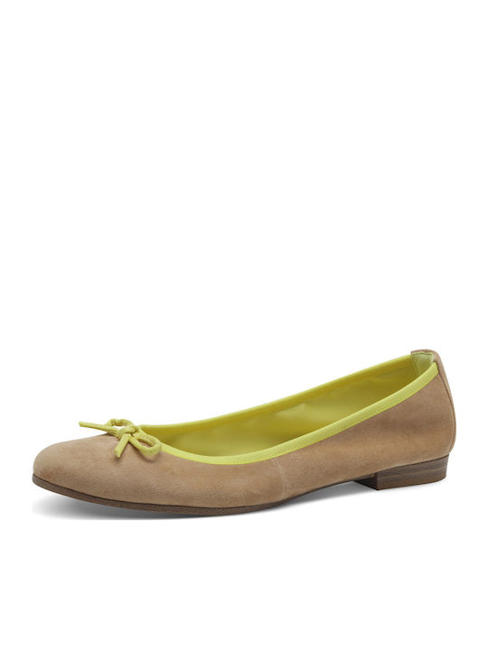 Leather Ballerinas Beige