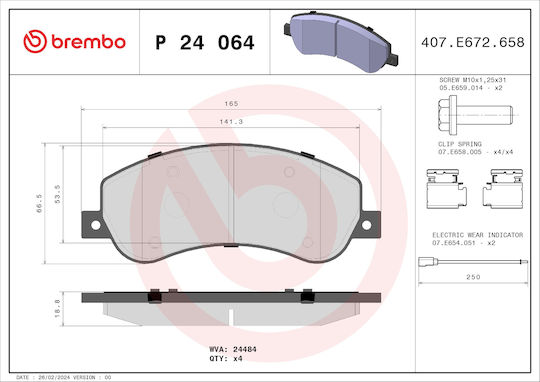 Brembo Σετ Τακάκια Πίσω για Ford Transit / Tourneo