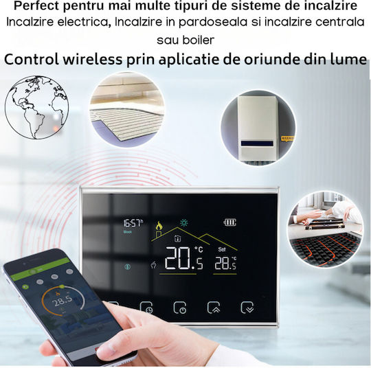 Ψηφιακός Θερμοστάτης Χώρου Smart με Οθόνη Αφής και Wi-Fi