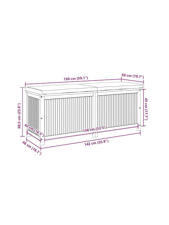 Outdoor Cushion Box 150x50x60.5 cm Solid Fir Wood Brown 150 x 50 x 60.5 cm