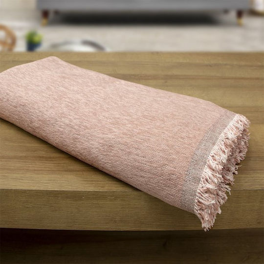 Lino Home Valio Sofa Throw 2 Seater Chenille 180x250cm Dusty Pink