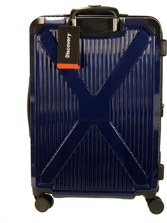 Discovery Medium Travel Suitcase Hard Blue with 4 Wheels Height 65cm
